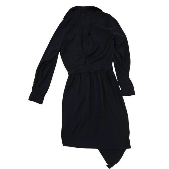 Runaway The Label Slim Belt Shirt Dress Womens 4 Black Notch Long Sleeve Stretch - Picture 8 of 9
